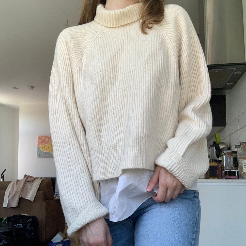 All Saints M Cream Jones Jumper Sweater with Layer